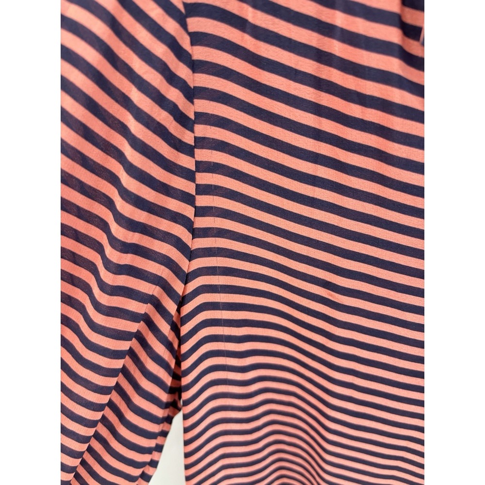 Banana Republic Womens 100% Silk Blouse Medium Pink Navy Striped Sheer - Picture 10 of 10
